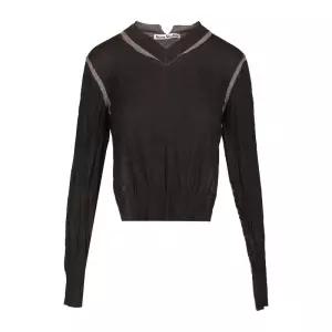 아크네스튜디오 메탈 로고 버튼 크럼플 브이넥 스웨터 A60678 AHA