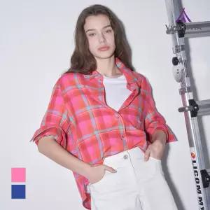 [비비올리비아] 고양이자수 체크 셔츠_VVCNL5M3441