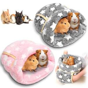 웬칙 2개 핑크 따뜻하게 토끼 은신처 펜타그램 가능 케이지 침구 자루 그레이 액세서리 네스트 라이트 휴대용 운반 작은 세탁 애완동물 안아주는 기니피그