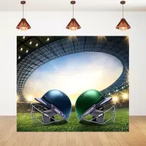 4x4피트 크리켓 경기장 사진 배경 인도 대 파키스탄 헬멧 디자인 장식 스포츠 테마 파티