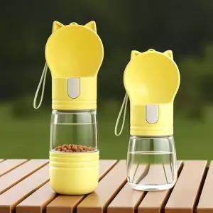 크레용펫 쫑긋 원터치 휴대용 산책 물병 2type동물물통 애완 식기세트 용물통