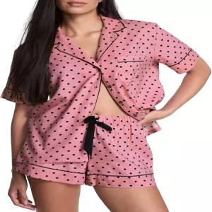 빅토리아 시크릿 플란넬 파자마 세트 반팔 셔츠와 쇼트 여성용 슬립웨어 XSXXL