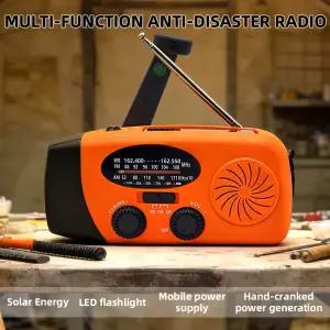 크랭크 라디오 등산 휴대용 재난 비상용  수동식 비상 발전기 태양광 충전 강력 조명 다용도 생존 장비 재