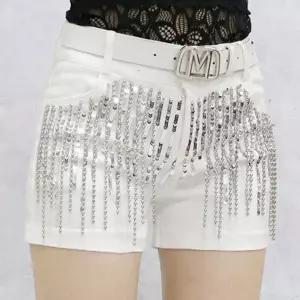 공연 비드 캐주얼 반짝이 트로트 무대의상 반바지 화이트 벨트 블랙 옐로우 초록색