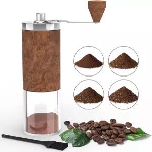 수동 커피 그라인더 스테인리스 스틸 원두 분쇄 날 크기 조절 가능 접이식 손잡이 휴대용 (가정 사무실 여