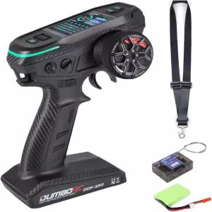 자이로 디지털 스크린 10 채널 리모컨과 RC 자동차 보트 탱크용 배터리가 장착된 Dumborc DDF350 라디오