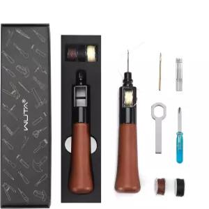 WUTA 수리 스티치 키트 가죽 공예 송곳 도구 벨트 캔버스 패브릭 가방 전문 스티처 도구용 작은 크롬 도금