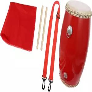 스트랩과 드럼 스틱이 있는 전통 소가죽 허리 문화 공연 및 음악 연습을 위한 12.59인치 손 타악기