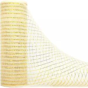 리블리 크림 메탈릭 메시 리본 10인치 x 30피트10야드 금박 화환 스웨그용 크리스마스 및 트리 장식