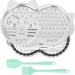 개와 고양이를 위한 스테인리스 스틸 핥기 매트 대형 애완동물 모양의 슬로우 피더 패드 씹을 수 있는