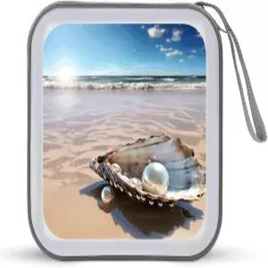 RLDOBOFE 오션 비치 머슬 펄 CD 케이스 홀더 하드 플라스틱 DVD 디스크 보관 지갑 지퍼 바인더 CD/DVD