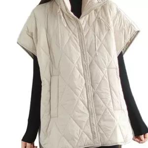 아우얼스룸 다운 반팔조끼 판초 점퍼 오버핏 패딩조끼 누빔 하이넥 빅사이