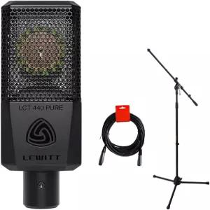 Lewitt LCT440퓨어 단일 패턴 콘덴서 마이크 번들 Auray MS5230F 삼각대 스탠드 및 XLRXLR 케이블 포함