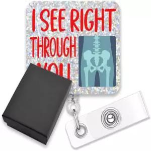 AGMDESIGN 재미있는 배지 릴 접이식 악어 클립 방사선 전문의 선물 의사 간호사를 위한 완벽한 유머