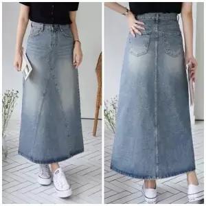 여성 난스판 절개 a라인 청스커트 빅사이 데님 치마