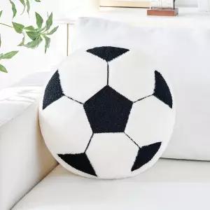 메펄 축구 베개 12인치 플러시 장식용 바닥 쿠션 시트 소파 거실용 원형 축구공 던지기 베개블랙