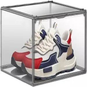 EDS FAM 옷장용 대형 신발 정리함 투명 보관함 견고한 플라스틱 스태커블 신발장 스니커즈 디스플레이