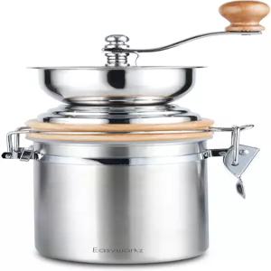 이지워크즈 수동 커피 그라인더 - 조절 가능한 분쇄 속도 밀폐 용기 주방용 원두 도구 손으로 돌리는