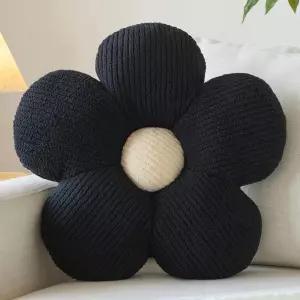 딜리버리 플라워 베개 소파용 장식용 던지기 침대용 귀여운 에스테틱 모양 재미 쿠션블랙 14.9인치