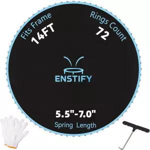 ENSTIFY 교체용 트램펄린 매트 14피트 72/88 스프링 5.5-7.0인치 자외선 차단 기능 포함