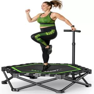 이스트 마운트 접이식 미니 트램펄린 실내 손잡이가 있는 리바운더 운동 소형 정원 운동용