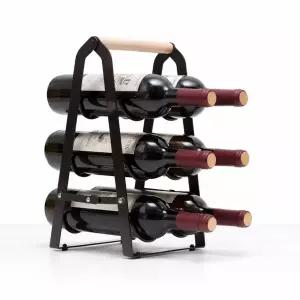 하벨 공간활용 감성 원목핸들 철제 와인정리 거치대 6구병 진열장 수납장 장식장 와인랙