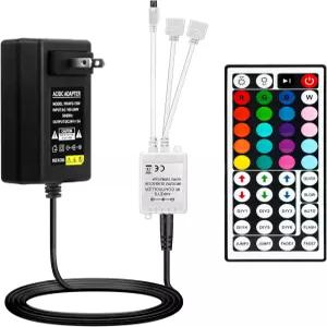 Yiliaw 44 키 IR 리모컨 키트 - 무선 정류기 컨트롤 박스 및 RGB LED 스트립 조명용 DC 24V 3A 전원 공급