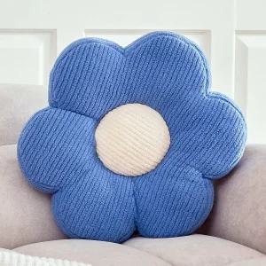Kcvvcr 플라워 베개 귀여운 데이지 장식 침대 부드러운 홈 데코 바닥 시트 쿠션파란색 14.9인치