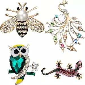 여성용 레퀴즈 빈티지 크리스탈 브로치 세트 코트 드레스 스카프용 우아한 라인스톤 핀 소녀 및 레트로