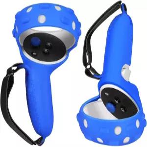 Oculus Quest 2 / 메타 2용 TNP 컨트롤러 그립 커버 VR 터치 핸드 스트랩이 있는 보호 슬리브파란색