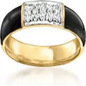 18kt 골드 오버 스털링의 로스사이먼스 블랙 에나멜과 다이아몬드 반지