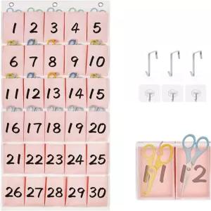 케이스리 30 포켓 번호가 매겨진 교실 가위 홀더 정리함 가위용 후크가 달린 차트 보관 정리 및 보관용