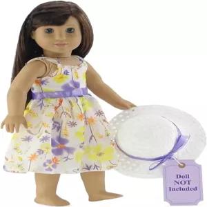 에밀리 로즈 18인치 인형 부활절 봄 드레스와 모자 쉬폰 꽃 선드레스 의상 ？ 여름 드레스 매칭 미포함 미국