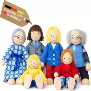 고키 인형의 집 가족 세트 - 액세서리를 위한 6가지 포즈 가능한 미니 인형 상상력 넘치는 놀이를 3세