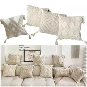 태슬쿠션커버 빈티지 태슬 소파 베개 융털 쿠션커버