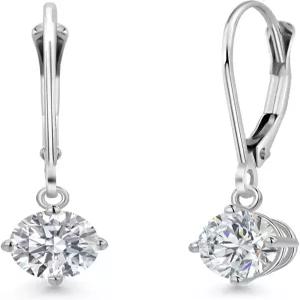 젬스톤 킹 14K 화이트 골드 랩 그로운 다이아몬드 드롭 댕글 귀걸이 여성용 1.00 Cttw 에이프릴 탄생석 DEF
