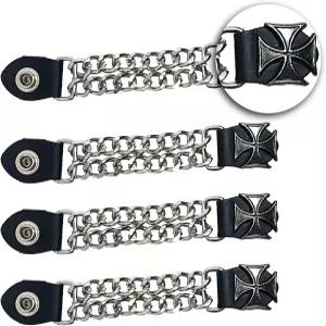 남녀용 헤이븐 하이브 모터사이클 조끼 익스텐더 바이커 및 장비용 스냅 버튼이 있는 헤비 듀티 크롬 체인