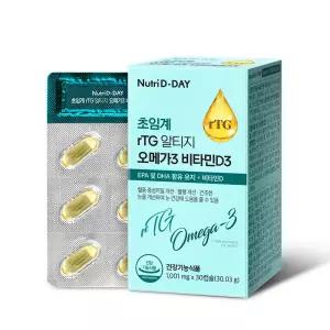 (정품) 뉴트리디데이 초임계 rTG 알티지 오메가3 비타민D3 1박스 1개월분