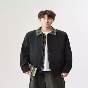 빈티지 남자 하프 코트 체크 디트로이트 재킷 더블 심플한 DUCHI1