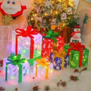 아우얼스룸 크리스마스 선물상자 LED 장식 3p세트 모형 조명 성탄절 파티 거