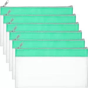 PATIKIL 8.7x3.9 인치 지퍼가 달린 머니백 6개의 투명 PVC 현금 입금 은행 파우치 봉투 코인 화장품