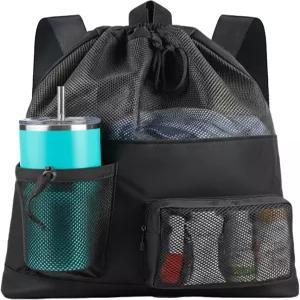 우지핀 메쉬 비치백 드로스트링 백팩 수영용 23L 캡틴 풀백 여름 장비용 대형 수영 장비 가방