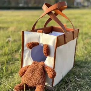 산책가방 에코가방 캔버스 애묘 접이식 애견 슬링백 여행