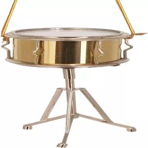 Dselvgvu 3.74인치 스트링 미니어처 스네어 드럼 걸이 장식 브라스 미니 악기 복제 음악 생일 선물