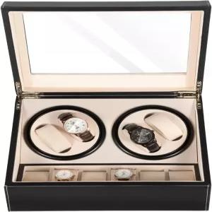 무쿠치 가죽 자동 시계 와인더 박스 회전 모드 조절 가능한 조용한 모터