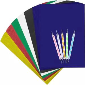 120개 전사지 탄소 추적지 수용성 원단 나무 크로스 스티치 천 종이 5개 엠보싱 스타일러스A46 색상로 전사