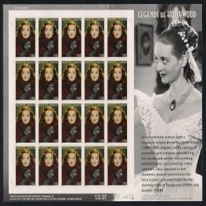 베트 데이비스 레전드 오브 할리우드 20장 42센트 우표 스콧 4350