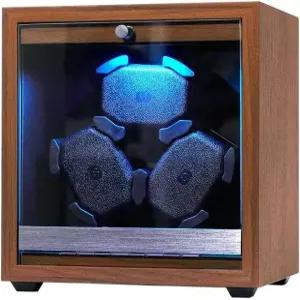 자동 시계용 시계 와인더 LED 조명이 장착된 나무 3 초음속 모터가 4 모드 박스 메모리 폼 베개 어댑터