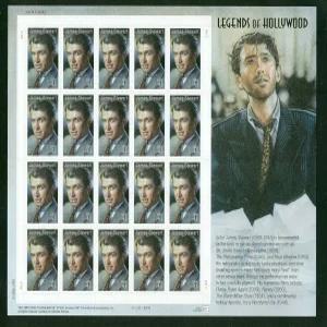 제임스 지미 스튜어트 할리우드의 전설 20 x 41 센트 우표 풀 시트 미국 2007 스콧 4197