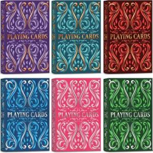 카드 6팩 덱 포커 사이즈 표준 인덱스 6가지 고유 색상 가족 게임의 밤 블랙잭 피노클 카나스타 파티 용품